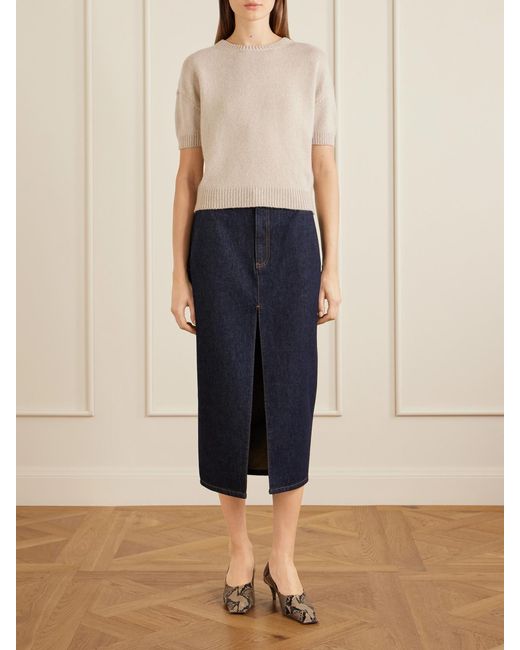 Khaite Natural Golden Cropped Cashmere Sweater