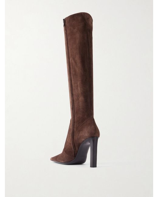 Saint Laurent Brown Francoise 95 Suede Knee Boots