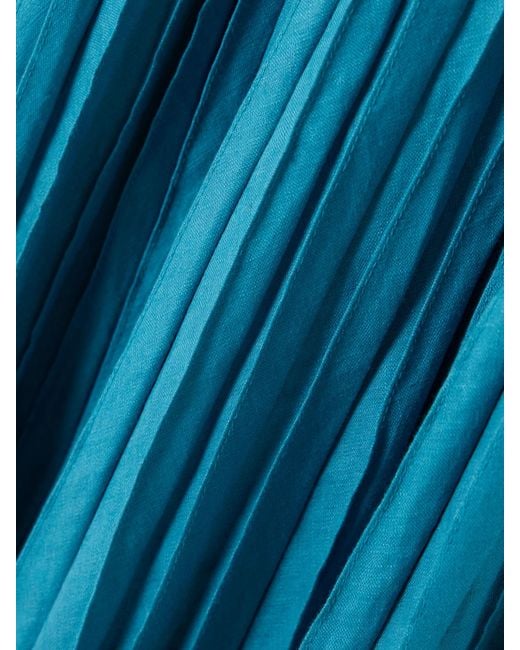 ANDRES OTALORA Blue Un Ritmo Bead-Embellished Plissé-Linen Maxi Dress