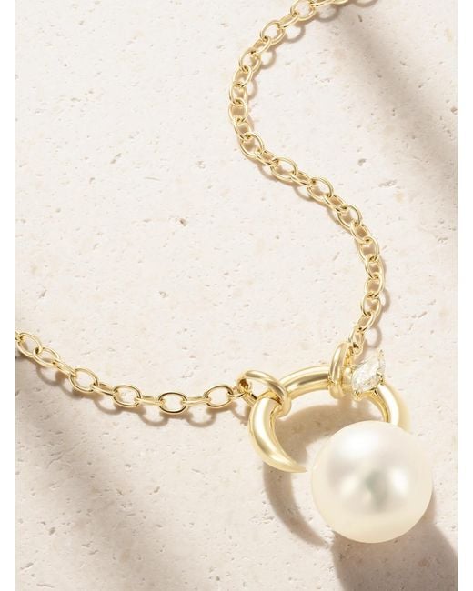 Mizuki Natural 18-Karat, Pearl And Diamond Necklace