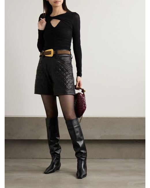 Isabel Marant Black Candice Shorts Aus Gestepptem Leder