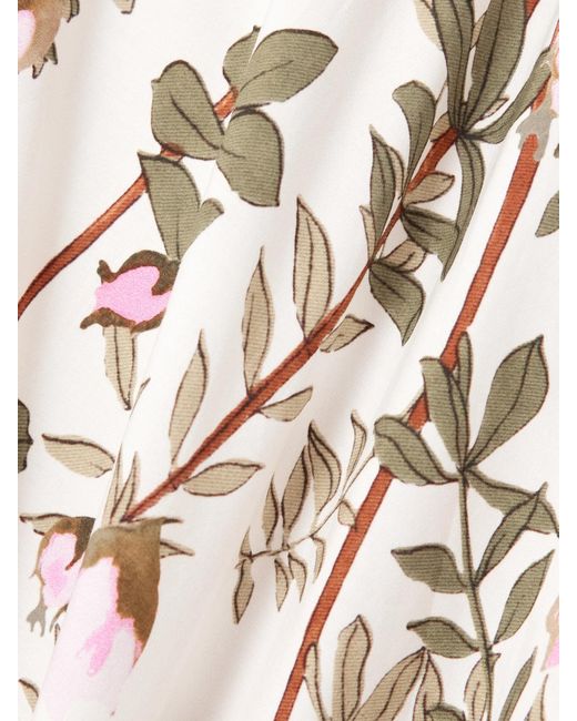 Giambattista Valli White Pleated Floral-Print Cotton-Poplin Midi Dress