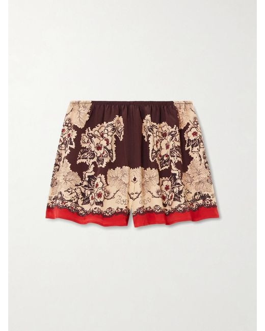 Bode Metallic Storybook Tap Printed Silk Shorts