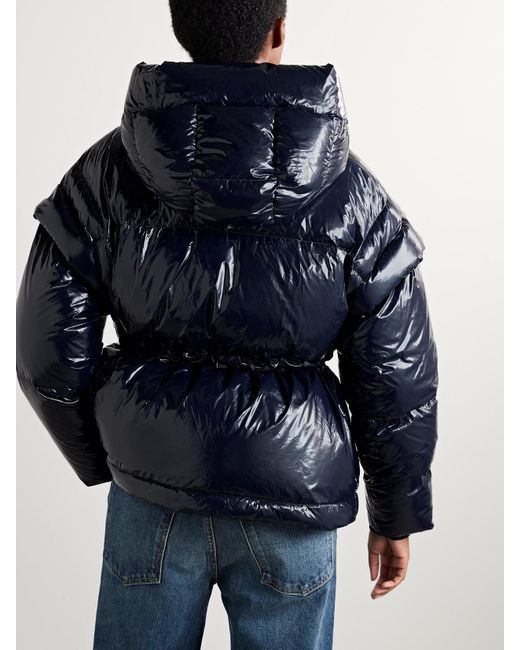 Ulla Johnson Blue Rhodes Convertible Hooded Padded Quilted Glossed-Shell Jacket