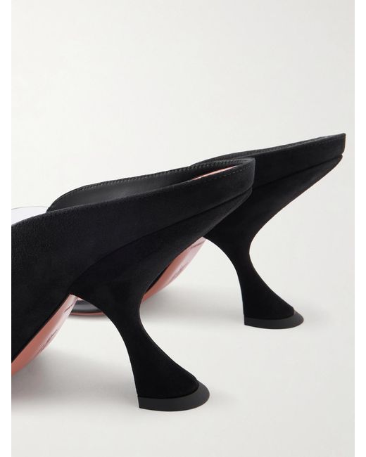 AMINA MUADDI Black Mackenzie Pvc-Trimmed Suede Sandals