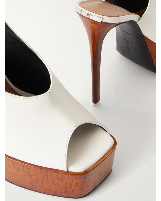 The Attico White Ornella 140 Leather Platform Pumps