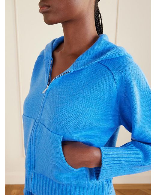 Calle Del Mar Blue Cashmere Zip-Up Hoodie