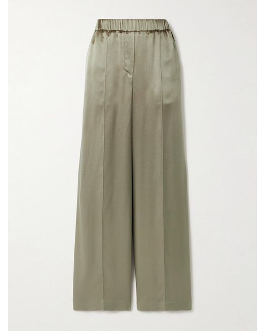 Loewe Green Silk-Satin Straight-Leg Pants