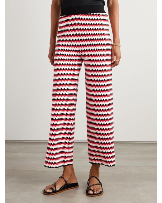 LaDoubleJ Red Verkürzte Hose Mit Weitem Bein Aus Jacquard-Strick
