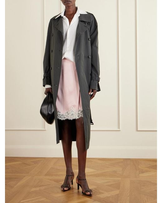 Stella McCartney Pink Lace-Trimmed Satin Midi Skirt