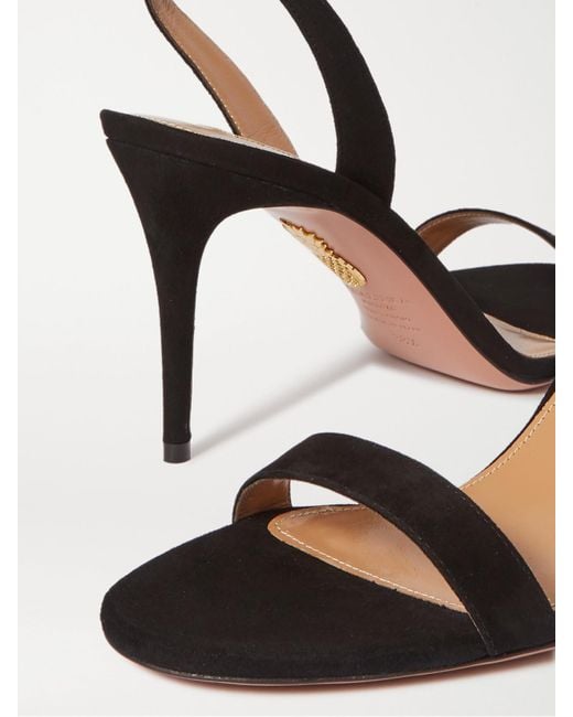 Aquazzura Metallic So Nude 85 Suede Slingback Sandals