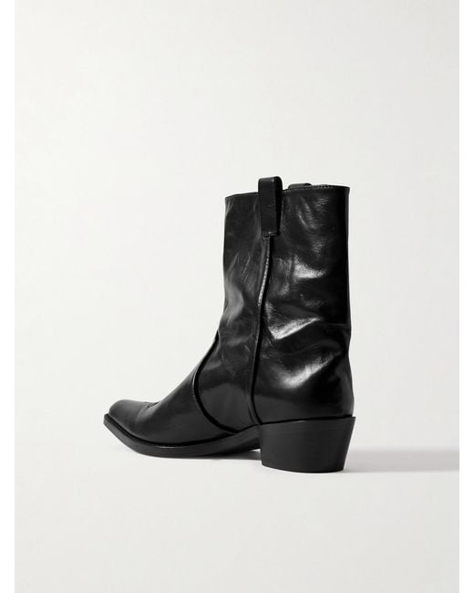 Khaite Black Clive Embroidered Leather Ankle Boots