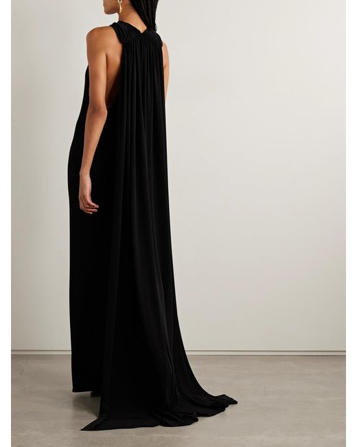 Brandon Maxwell Black The Presley Cape-Effect Draped Stretch-Jersey Gown