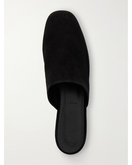 Aeyde Black Rega Suede Slides
