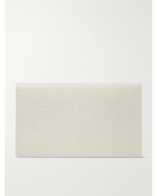 Saint Laurent Natural Uptown Croc-Effect Leather Pouch
