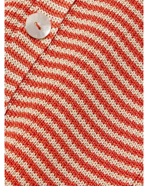 Calle Del Mar Orange Cropped Striped Ribbed-Knit Cardigan