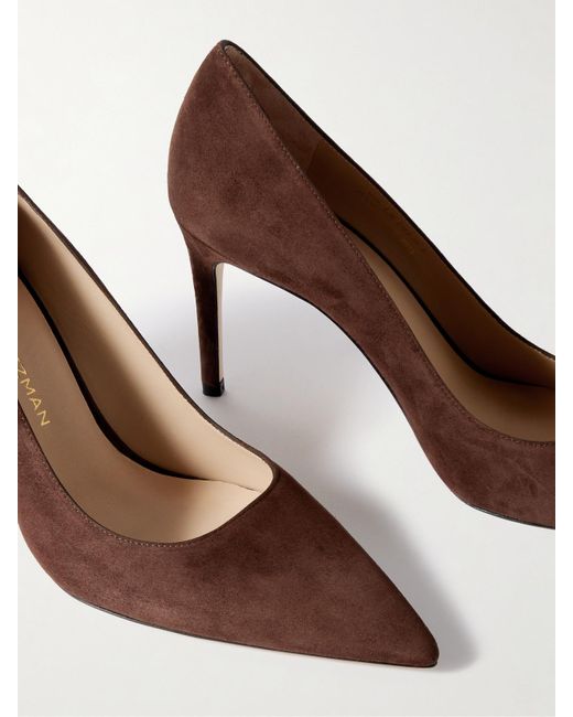 Stuart Weitzman Brown Stuart Power Suede Pumps