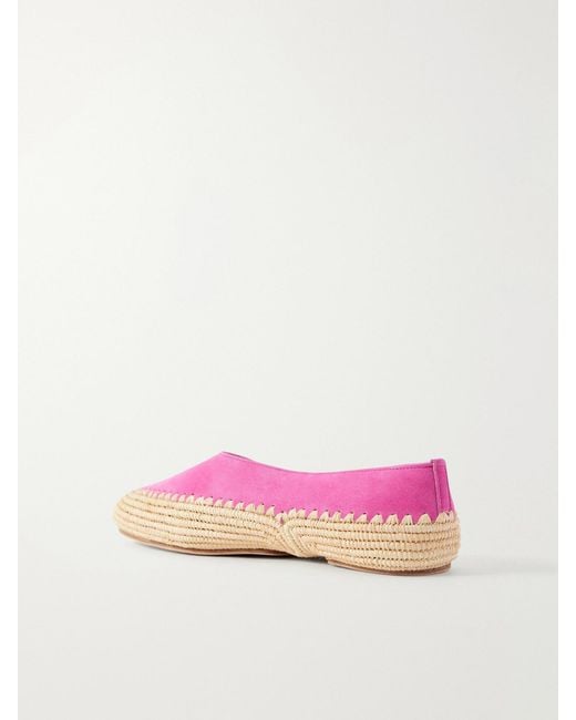 Gabriela Hearst Pink Suede And Raffia Ballet Flats