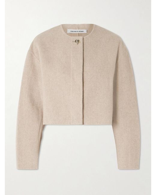 Veronica Beard Natural Philips Cropped Wool-Blend Jacket