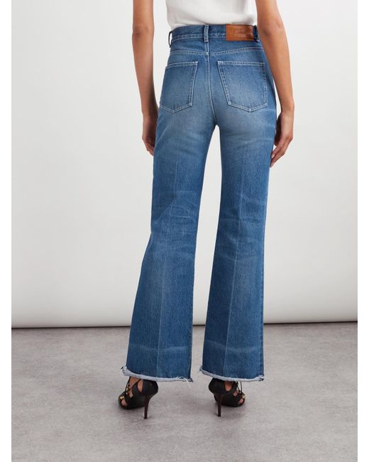 Chloé Women's Blue Frayed High-Rise Flared Jeans