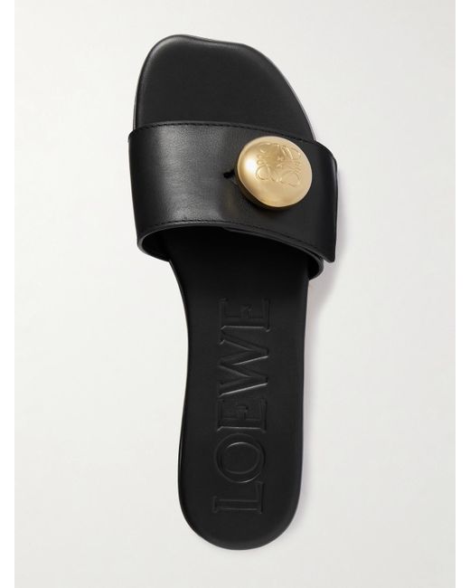 Loewe White Pebble Pantoletten Aus Leder Mit Verzierung