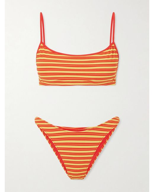 Lido Orange Striped Ribbed Bikini