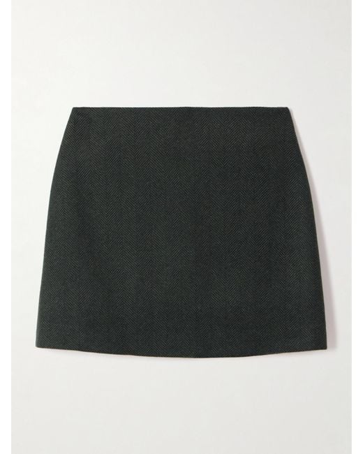 Blazé Milano Black Cheveyo Coci Herringbone Wool Mini Skirt