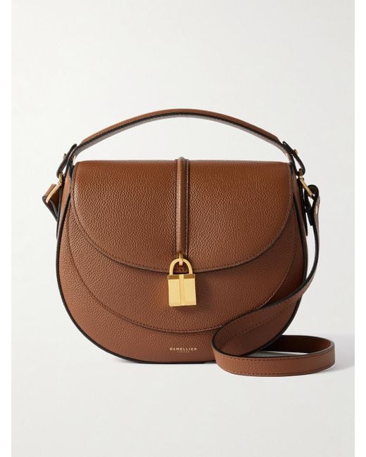 DeMellier London Brown Siena Saddle Kleine Schultertasche Aus Strukturiertem Leder