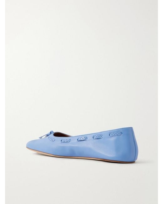 Staud Blue Milo Leather Ballet Flats