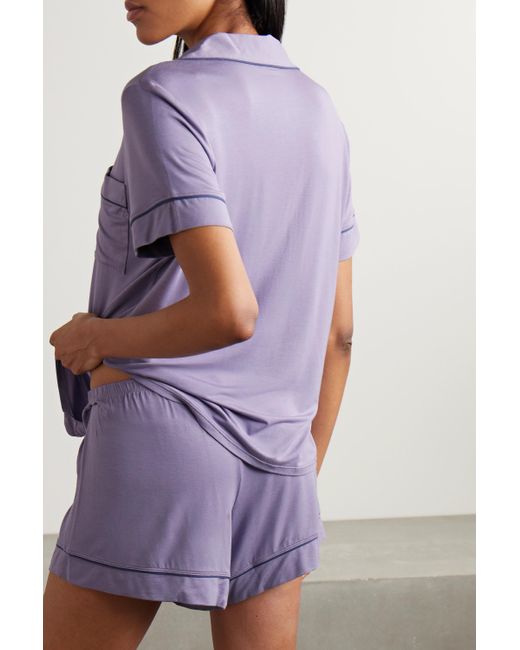 EBERJEY Gisele piped stretch-modal pajama set