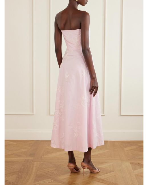 BERNADETTE Pink Odette Cotton Embroidered Dress
