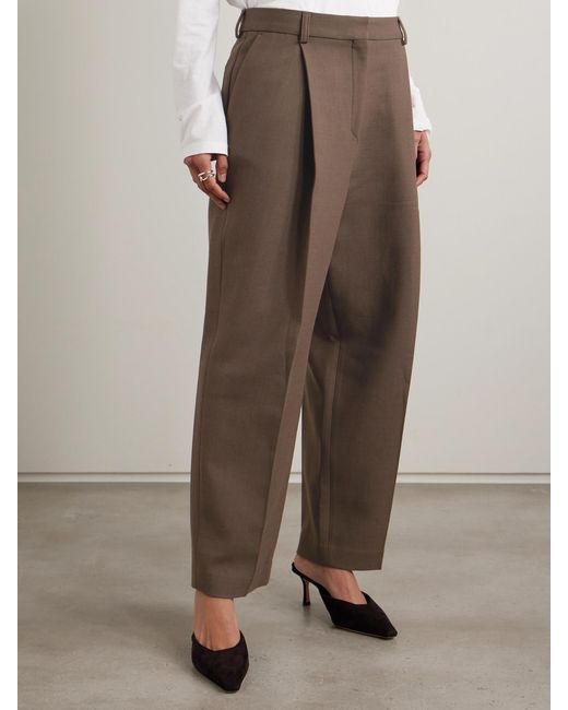 Totême  Brown Pauli Pleated Twill Tapered Pants