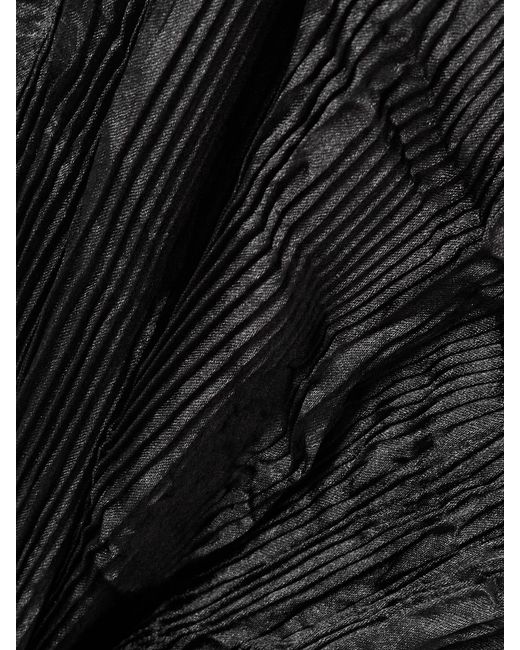 FFORME Black Dahlia Crinkled Plissé-Satin Blouse
