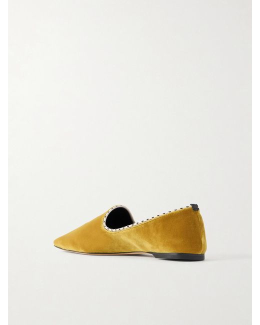 Totême Yellow Leather-Trimmed Velvet Slippers