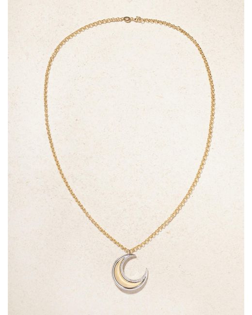 L'Atelier Nawbar Natural Moon Bloop 18-Karat And Diamond Pendant