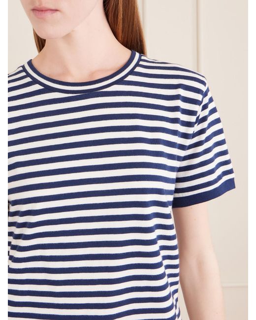 Suzie Kondi Blue Symi Striped Cotton-Jersey T-Shirt