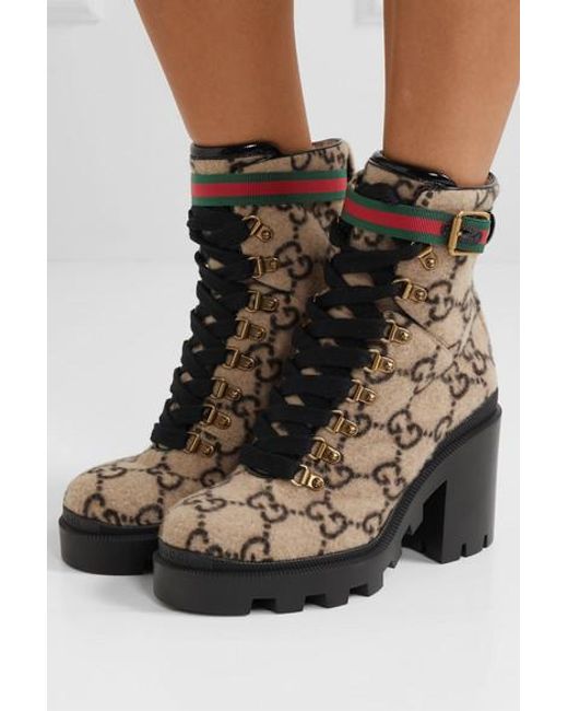 gucci wool lace up booties