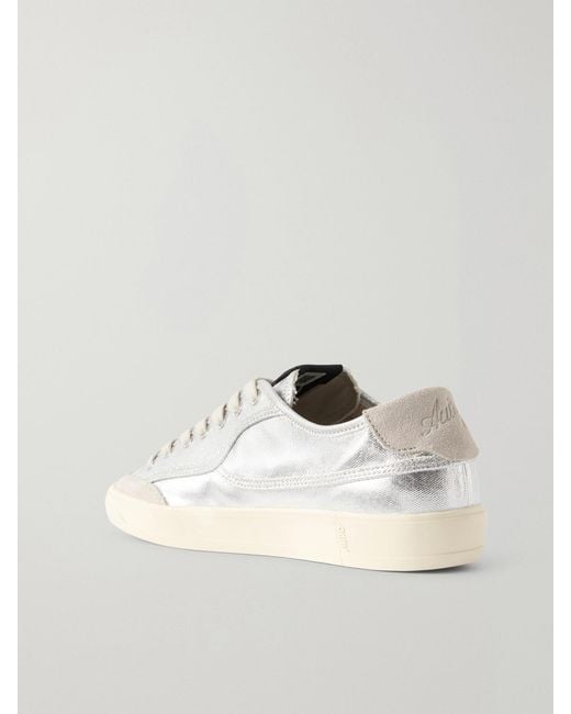 Autry Natural Windscape Low Suede-Trimmed Metallic Canvas Sneakers