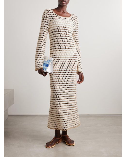 Zimmermann Natural Tallow Midikleid Aus Einer Gehäkelten Baumwollmischung