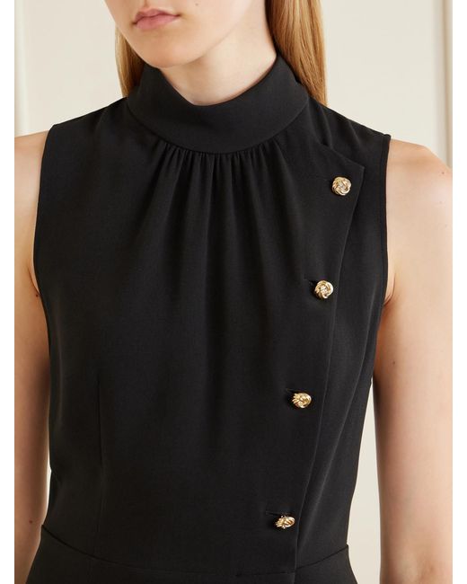 Alessandra Rich Black Button-Embellished Cady Mini Dress