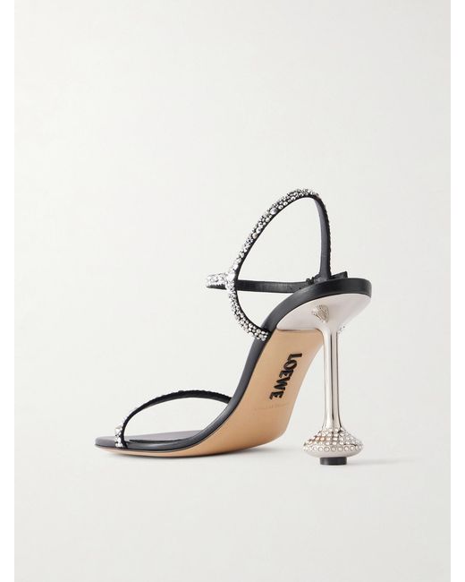 Loewe White Toy 90 Crystal-Embellished Leather Sandals