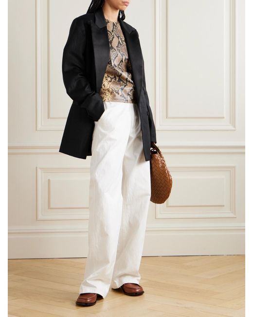 Blazer Oversize À Double Boutonnage En Serge De Laine, Lin Et Soie Mélangés Dries Van Noten en coloris Black