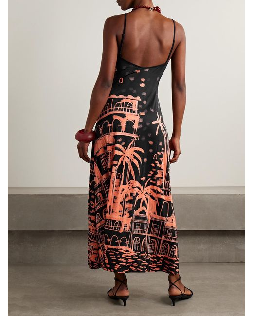 Johanna Ortiz White Nuestra Tierra Ruched Printed Satin-Jersey Maxi Dress