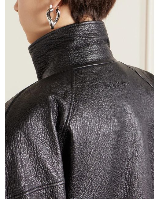 Acne Black Textured-Leather Jacket