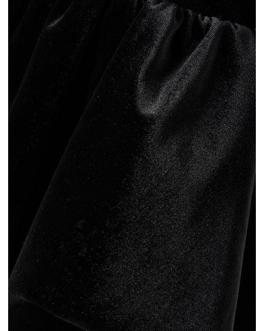Self-Portrait Black Strapless Cutout Velvet Peplum Maxi Dress