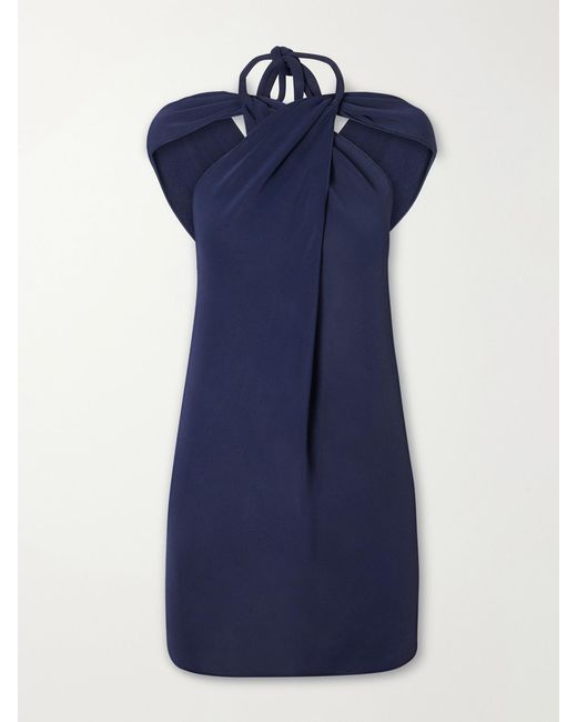 Lanvin Blue Choker Jersey Halterneck Tunic