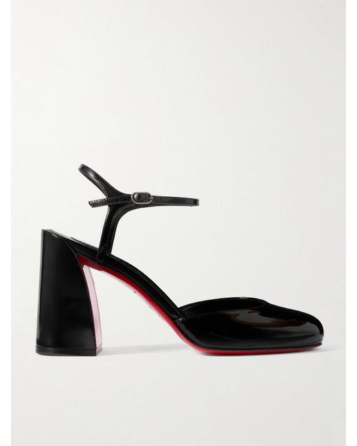 Christian Louboutin White Jane 85 Patent-Leather Pumps