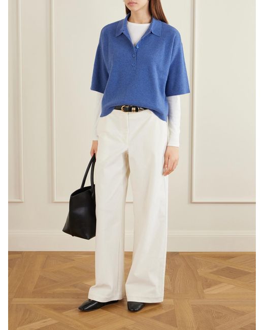 Twp Blue Cashmere-Knitted Polo Shirt