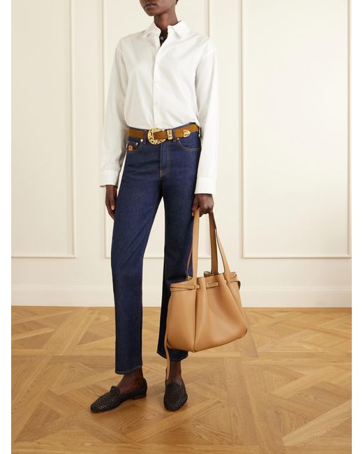 Tory Burch Natural Romy Textured-Leather Tote