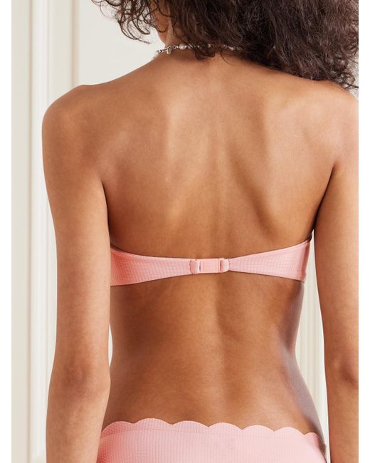 Marysia Swim Pink Antibes Recycled-Seersucker Bikini Top